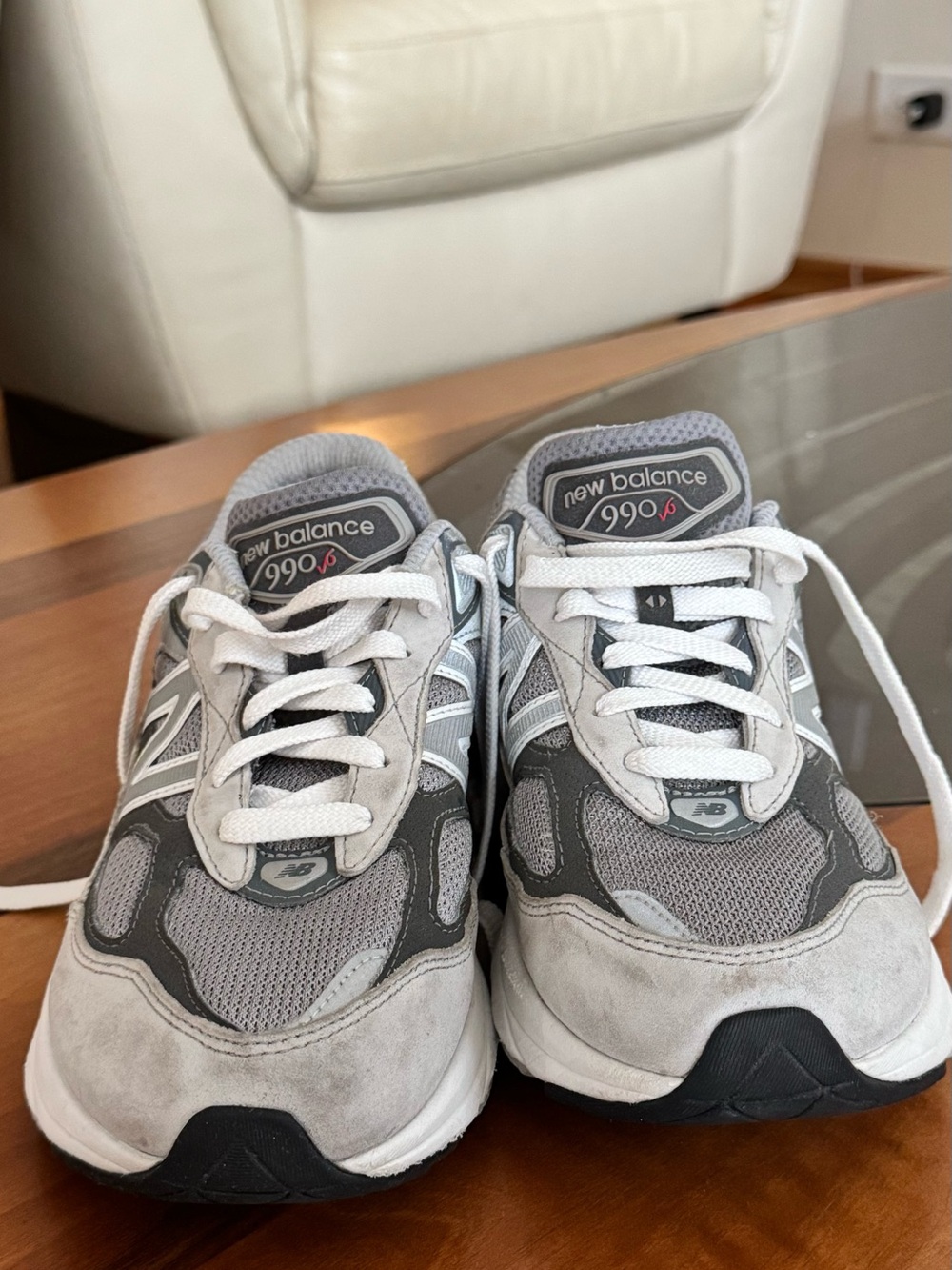 New Balance Kids Gray and White Sneakers